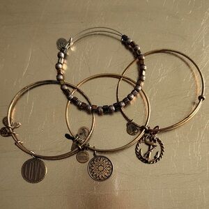 Alex and Ani Gold and Bronze Charm Bracelet Set